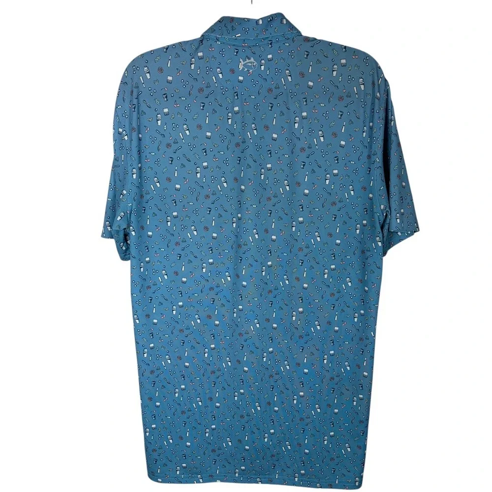 Southern Tide‎ Performance Polo Mens M Hampstead Cocktail Print Short Sleeve